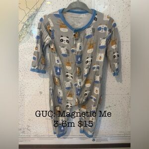 Magnetic Me Gray Animal Print Baby Romper